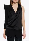 Balmain Black Asymmetric Structured Blouse Jacket