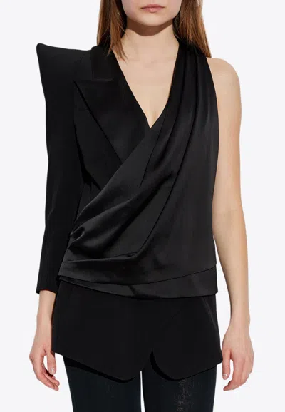 BALMAIN ASYMMETRIC JACKET WITH STRUCTURED SHOULDER