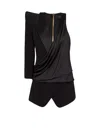 Balmain Asymmetric Jacket With Structured Shoulder In Black