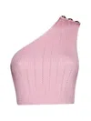 Balmain 3 Button Asymmetric Knit Top In Rosa