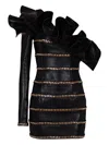 Balmain Asymmetric Leather Bodycon Dress With Chains In Black
