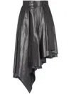 Balmain Asymmetric Leather Skirt In Black