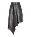 Balmain Asymmetric Leather Skirt In Black
