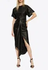 Balmain Asymmetric Midi Leather Dress In Black