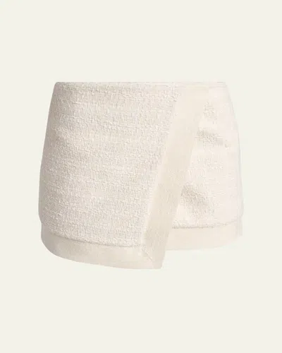 Balmain Asymmetric Mini Skirt In White