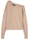 Balmain Beige Asymmetrical Jersey Off-the-shoulder Sweatshirt In Neutrals