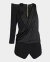 Balmain Black Asymmetric Structured Blouse Jacket In Black