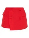 Balmain Asymmetric Shorts In Red