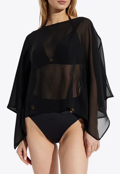 Balmain Asymmetric Silk Beach Cover-up In Black