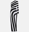 Balmain One-shoulder Striped Knit Gown With Slit In Weiss