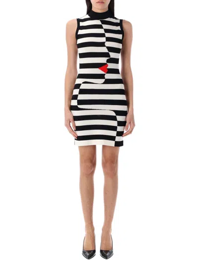 Balmain Asymmetric Stripes Mini Dress