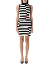 Balmain Asymmetric Stripes Mini Dress In Multi