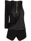 Balmain Black Asymmetric Structured Blouse Jacket