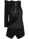 Balmain Black Asymmetric Structured Blouse Jacket In Black