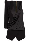 Balmain Black Asymmetric Structured Blouse Jacket In Black