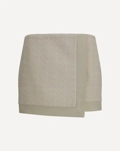 Balmain Asymmetric Tweed Skirt In White
