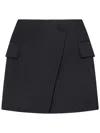 Balmain Asymmetric Virgin Wool Gabardine Mini Skirt In Black