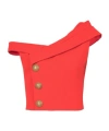 Balmain Asymmetric One-shoulder Top In Orange