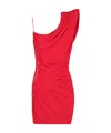 Balmain Sleeveless Sequin Dress Asymmetrical Neckline In Red