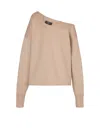 Balmain Asymmetrical Jersey Off-the-shoulder Sweatshirt In Sand