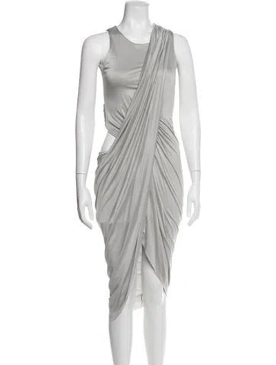 Pre-owned Balmain Asymmetrical Midi Length Dress In Gray