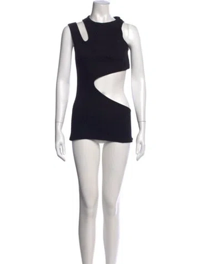 Pre-owned Balmain Asymmetrical Mini Dress In Black