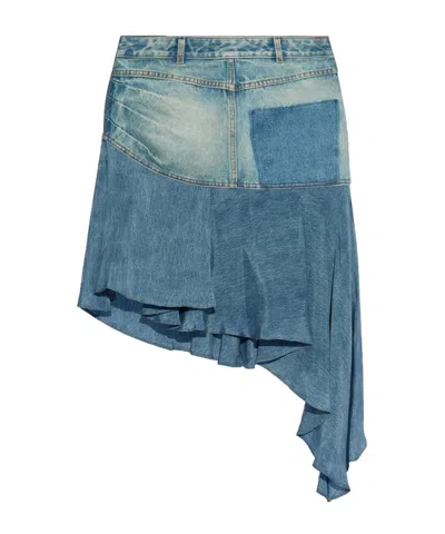 Balmain Asymmetrical Skirt In Blue