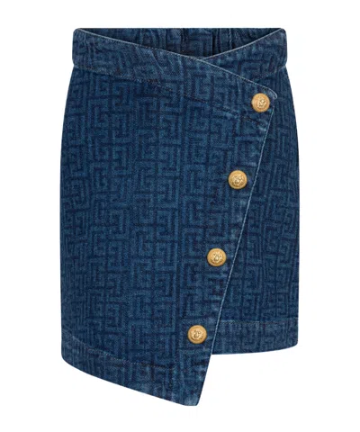 Balmain Asymmetrical Skirt In Blue