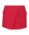 Balmain 4 Poches Jupe Courte Asymetrique En Crêpe In Red