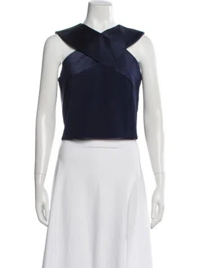 Pre-owned Balmain Asymmetrical Sleeveless Crop Top In Black