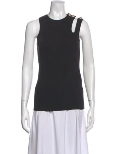 Pre-owned Balmain Asymmetrical Sleeveless Top In Black