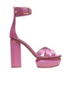 Balmain Ava Satin 140mm Platform Sandals In Pink