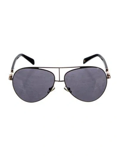 Pre-owned Balmain Aviator Mirrored Sunglasses In Black