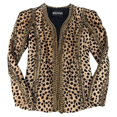 Pre-owned Balmain A/w 2010  By Christophe Decarnin Leopard Pony Hair Metal Chain Jacket In Black