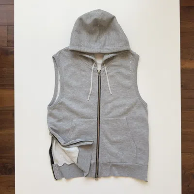 Pre-owned Balmain A/w 2010 Decarnin Distressed Sleeveless Hoodie In Gray
