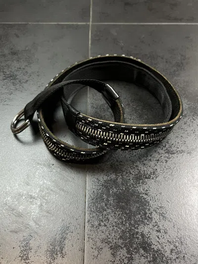 Pre-owned Balmain Aw10  Zipper Belt By Decarnin In Brown