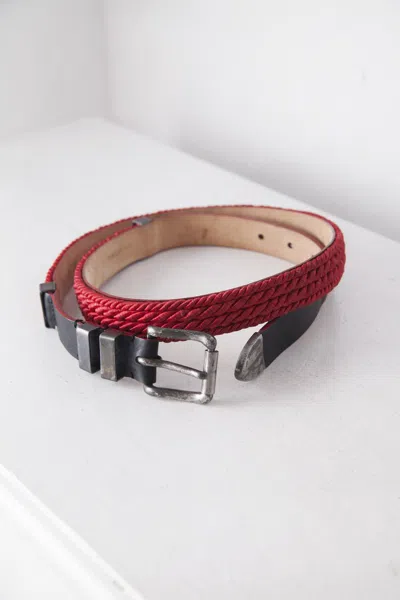 Pre-owned Balmain Aw12 Braided Belt In Red