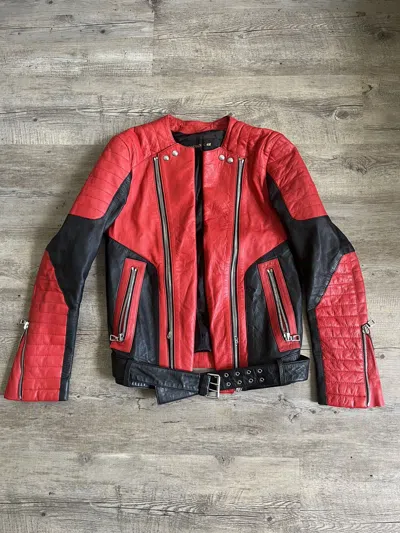 Pre-owned Balmain Aw2015  X H&m Pure Biker Leather Jacket In Black