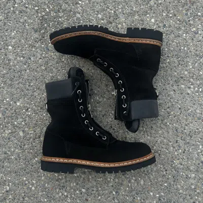Pre-owned Balmain Aw22 Suede Combat Boots In Black