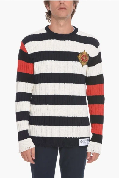 Balmain Awning-striped Sweater Emblem With Application In Multi