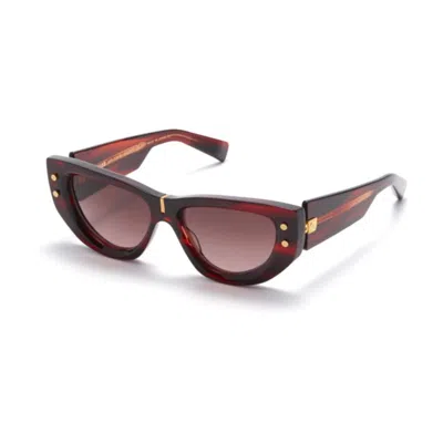 Balmain B-muse Acetate & Titanium Cat-eye Sunglasses In Red Gld