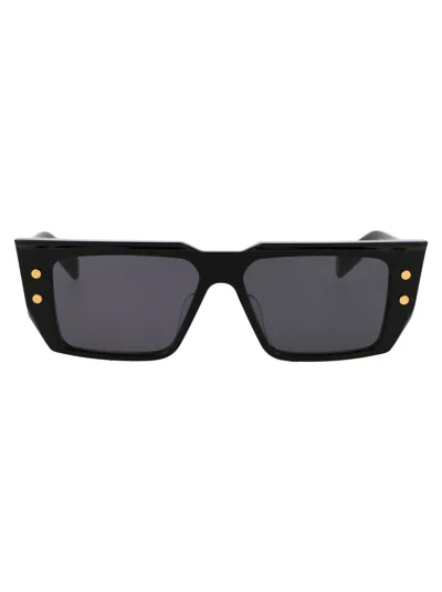 Balmain B - Vi Sunglasses In Black Gold W/ Dark Grey