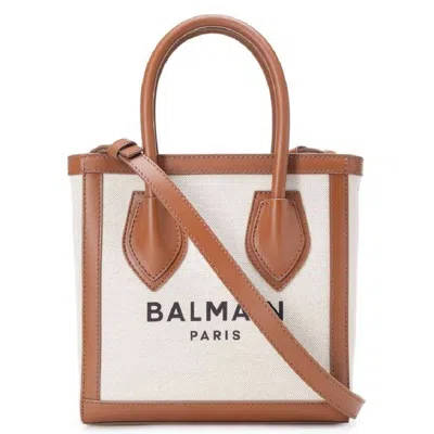 Balmain B Army 24 Leather Shoulder Bag In Neutral
