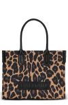 Balmain B-army 36 Leopard Print Canvas Tote In Multi