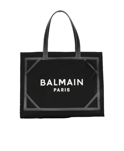 Balmain B-army 42 Canvas Tote Bag In Black