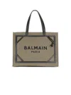 Balmain B-army 42 Canvas Tote Bag With Leather Details In Brown
