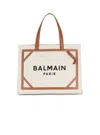 Balmain B-army 42 Canvas Tote Bag With Leather Details In Neutral