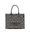 Balmain B-army 42 Monogram Jacquard And Leather Tote Bag In Black