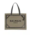 Balmain B-army 42 Canvas Tote Bag With Leather Details In Khaki