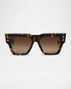 Balmain B-army Acetate Square Sunglasses In Brown